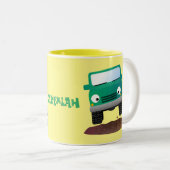 かわいい4X4オフロード車の漫画の車 ツートーンマグカップ (正面右)