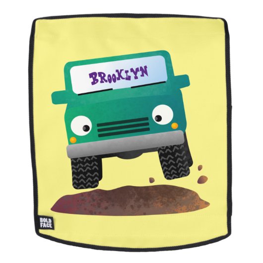 かわいい4X4オフロード車の漫画の車 バックパック (取り外し可フェース)