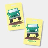 かわいい4X4オフロード車の漫画の車 バッジ (正面＆裏面)