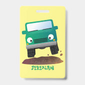 かわいい4X4オフロード車の漫画の車 バッジ (裏面)