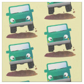 かわいい4X4オフロード車の漫画の車 ファブリック (クローズアップ)