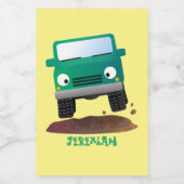 かわいい4X4オフロード車の漫画の車 フードラベル (シングルラベル)