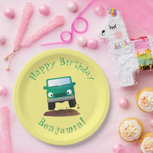 かわいい4X4オフロード車の漫画の車 ペーパープレート (パーティー)