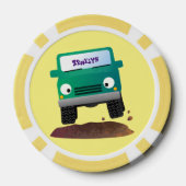 かわいい4X4オフロード車の漫画の車 ポーカーチップ (裏面)