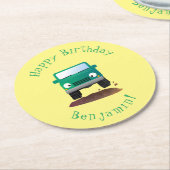 かわいい4X4オフロード車の漫画の車 ラウンドペーパーコースター (アングル)