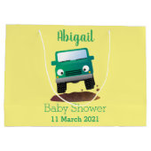 かわいい4X4オフロード車の漫画の車 ラージペーパーバッグ (裏面)