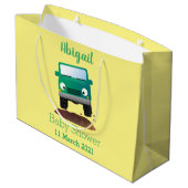 かわいい4X4オフロード車の漫画の車 ラージペーパーバッグ (裏面アングル)