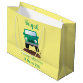 かわいい4X4オフロード車の漫画の車 ラージペーパーバッグ (正面アングル)