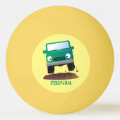 かわいい4X4オフロード車の漫画の車 卓球ボール (裏面)