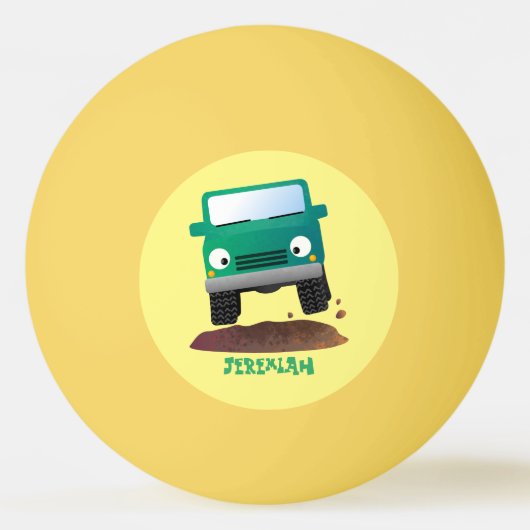 かわいい4X4オフロード車の漫画の車 卓球ボール (正面)