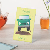 かわいい4X4オフロード車の漫画の車 台座サイン (インサイチュ)