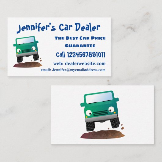 かわいい4X4オフロード車の漫画の車 名刺 (正面/裏面)