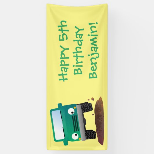 かわいい4X4オフロード車の漫画の車 横断幕 (縦)