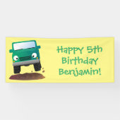 かわいい4X4オフロード車の漫画の車 横断幕 (横)