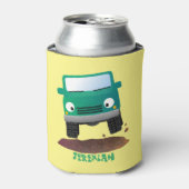 かわいい4X4オフロード車の漫画の車 缶クーラー (缶正面)