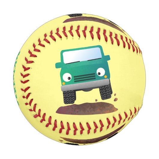 かわいい4X4オフロード車の漫画の車 野球ボール (正面左)