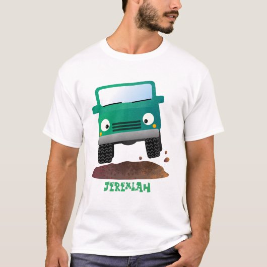 かわいい4X4オフロード車の漫画の車 Tシャツ (正面)