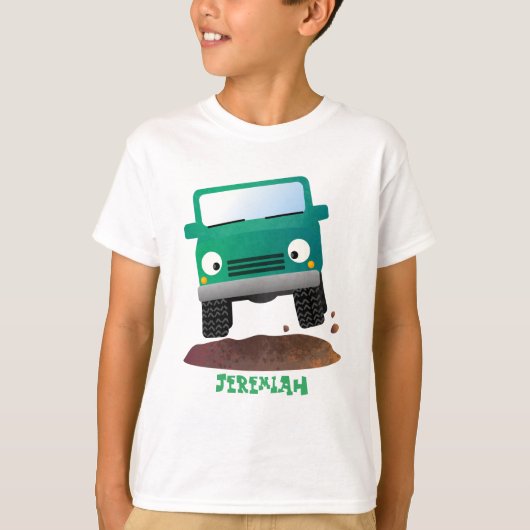 かわいい4X4オフロード車の漫画の車 Tシャツ (正面)