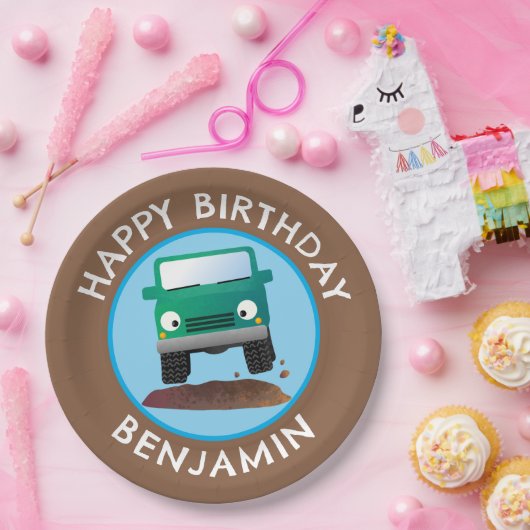 かわいい4X4オフロード車の漫画パーソナライズされた ペーパープレート (パーティー)