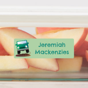 かわいい4X4オフロード車の漫画パーソナライズされた ラベル