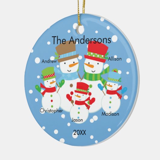 かわいい5クリスマスのオーナメントの雪だるまの系列 セラミックオーナメント (左)