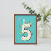 かわいい5バースデイカード ポストカード (スタンド正面)
