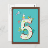 かわいい5バースデイカード ポストカード (正面/裏面)