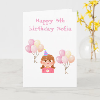 かわいい5歳の女の子の誕生日カード カード