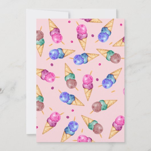 かわいい5歳の誕生日がスクープアイスの写真だ 招待状 (裏面)