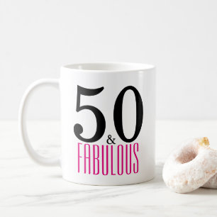 かわいい50およびすばらしい誕生日プレゼントのマグのピンクまたは黒 コーヒーマグカップ