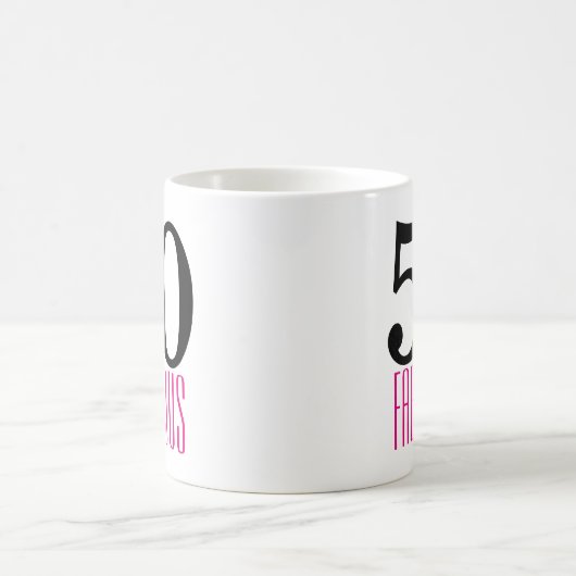 かわいい50およびすばらしい誕生日プレゼントのマグのピンクまたは黒 コーヒーマグカップ (中央)