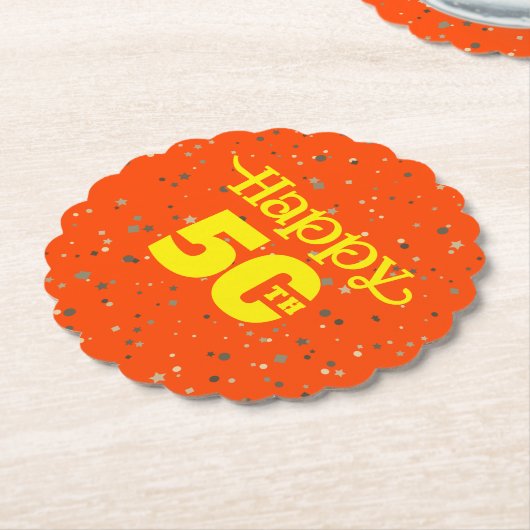 かわいい50歳の誕生日 ペーパーコースター (アングル)