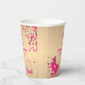 かわいい50&素晴らしいハイヒール金ゴールドホットピンクグリッター 紙コップ (右)