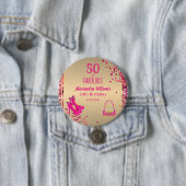 かわいい50&素晴らしいハイヒール金ゴールドホットピンクグリッター 缶バッジ (インサイチュ)