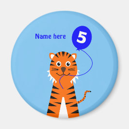 かわいい5th誕生日の虎の名前を青を追加 マグネット