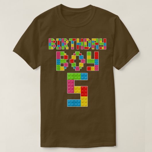 かわいい5th誕生日ティー5歳ブロック建物B Tシャツ (デザイン正面)