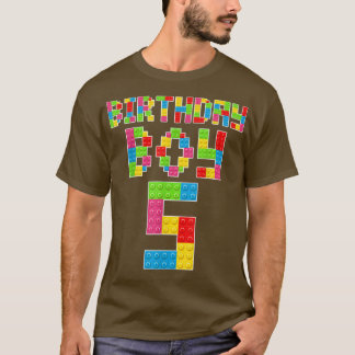 かわいい5th誕生日ティー5歳ブロック建物B Tシャツ