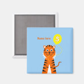 かわいい5th birthday tigerの名前を追加 マグネット (正面/裏面)