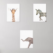 かわいい5x7サファリジャングル動物の水彩子供部屋 (正面)