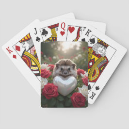 かわいい6月のハリネズミとパールハート トランプ