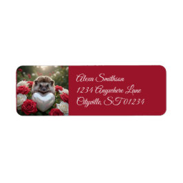 かわいい6月のハリネズミとパールハート ラベル