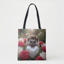 かわいい6月のハートの真珠を持つヒゲハリネズミ トートバッグ