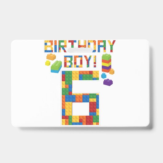 かわいい6歳の誕生日プレゼント 6歳 ブロック建築 バッジ (正面)