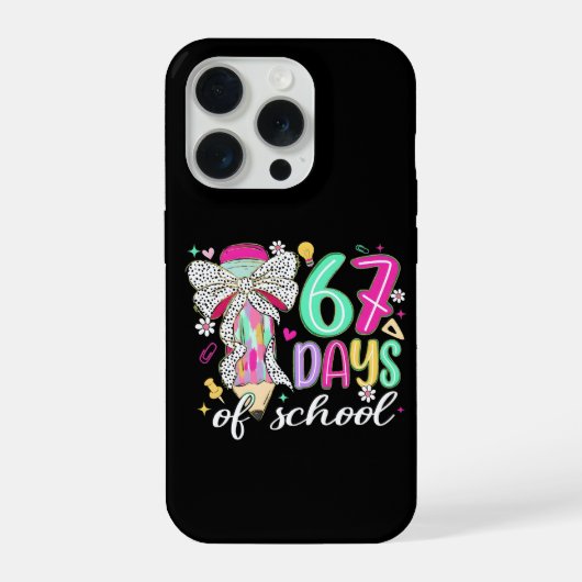 かわいい67日目の学校 鉛筆の弓 教室テーマ iPhoneケース (裏面)
