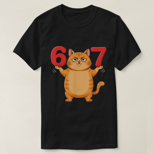 かわいい67猫のミームデザイン Tシャツ (デザイン正面)