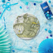 かわいい7インチドラゴンフライ&ライリーパッドフラワー紙プレート ペーパープレート (パーティー)