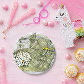 かわいい7インチドラゴンフライ&ライリーパッドフラワー紙プレート ペーパープレート (パーティー)