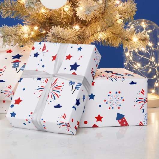 かわいい7月4日アメリカ国旗パターン ラッピングペーパー (クリスマス)