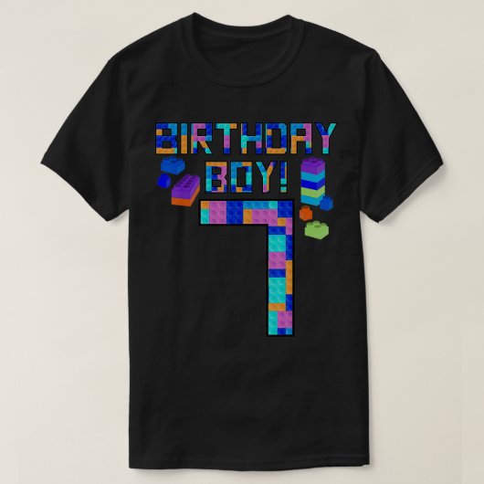 かわいい7誕生日ギフト7歳ブロック建物 Tシャツ (デザイン正面)