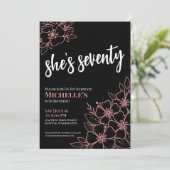 かわいい70ブラックバラ金ゴールド70thバースデーパーティー 招待状 (スタンド正面)